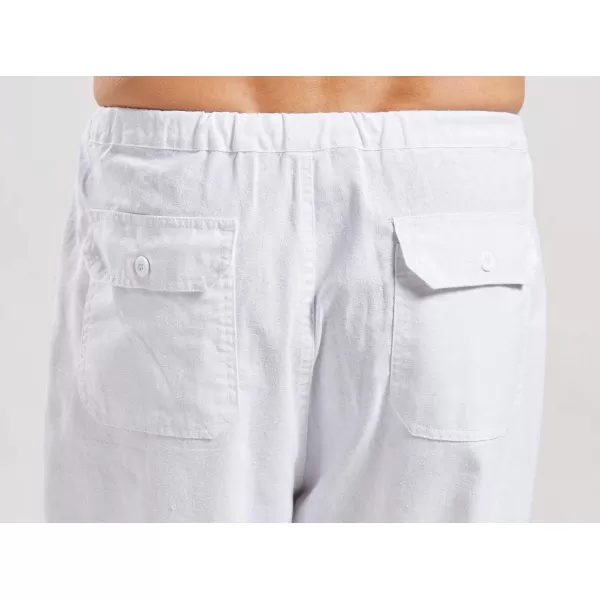 CHARTOU Men's Casual Stretched Drawstring Mid-Waist Loose Fit Lightweight Straight Leg Linen Summer Beach Pant