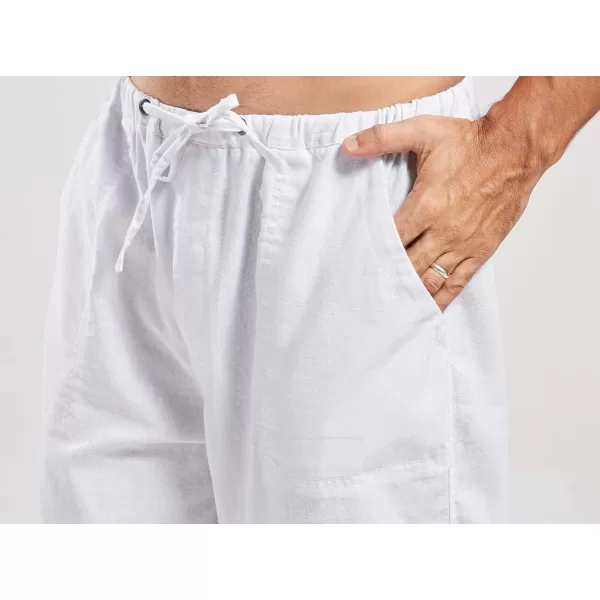 CHARTOU Men's Casual Stretched Drawstring Mid-Waist Loose Fit Lightweight Straight Leg Linen Summer Beach Pant