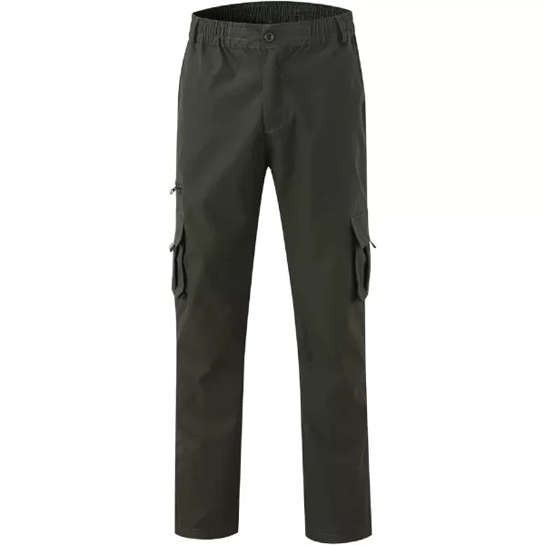 CHARTOU Men's Elastic Mid-Rise Straight Leg Multi-Pocket Cargo Work Pants