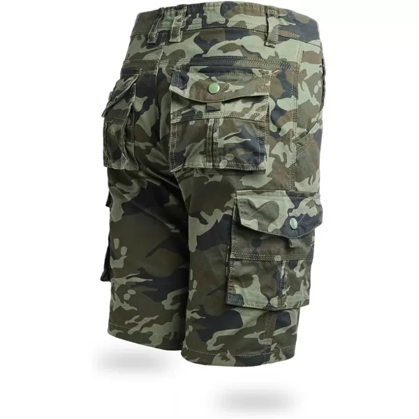 CHARTOU Men's Regular Fit Twill Cargo Shorts Outdoor Work Camo Multi-Pocket Shorts