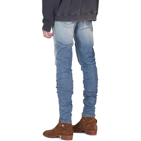 CHARTOU Men's Vintage Destroyed Holes Patchwork Ripped Distressed Skinny Tapered Leg Jeans