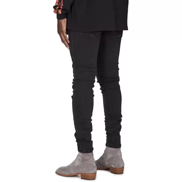 CHARTOU Men's Vintage Destroyed Holes Patchwork Ripped Distressed Skinny Tapered Leg Jeans