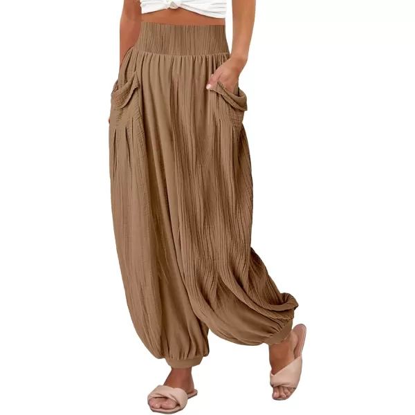 CHARTOU Summer Wide Leg Sweatpants Women Palazzo Pants Loose Elastic Waist Lounge Slacks Beach Pants with Pockets