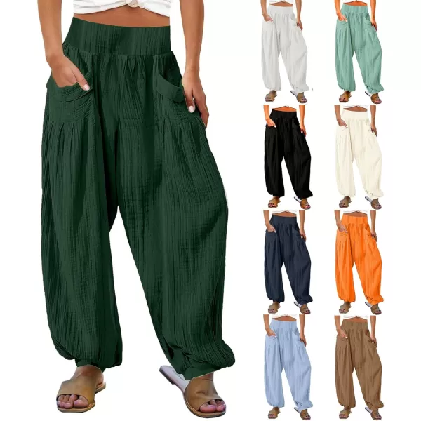 CHARTOU Summer Wide Leg Sweatpants Women Palazzo Pants Loose Elastic Waist Lounge Slacks Beach Pants with Pockets