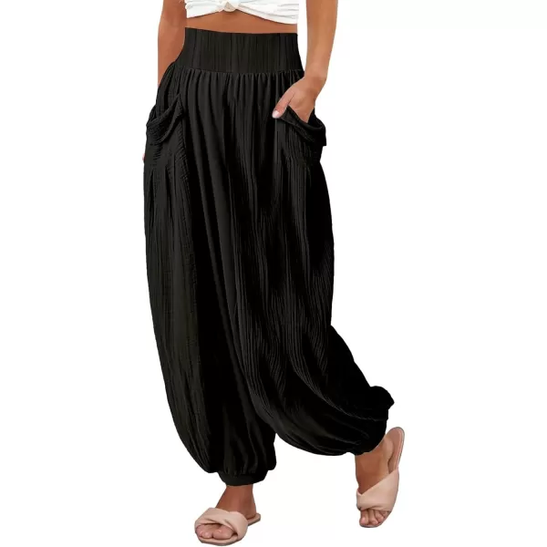 CHARTOU Summer Wide Leg Sweatpants Women Palazzo Pants Loose Elastic Waist Lounge Slacks Beach Pants with Pockets