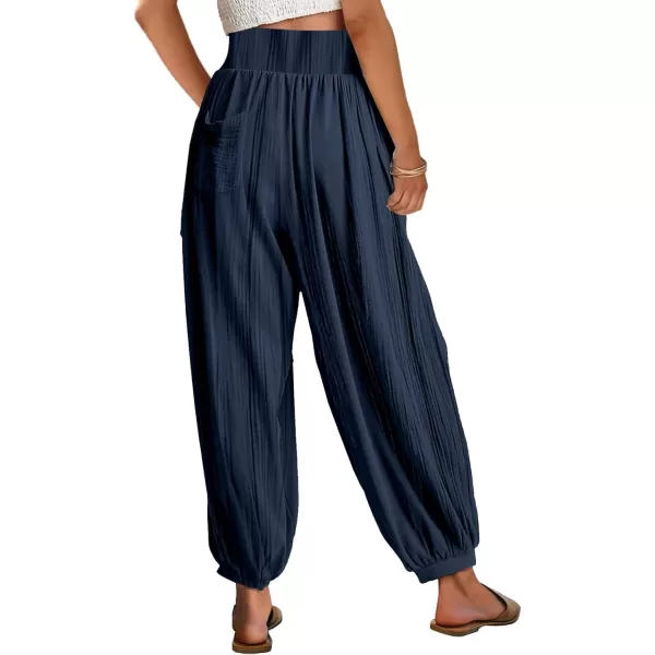 CHARTOU Summer Wide Leg Sweatpants Women Palazzo Pants Loose Elastic Waist Lounge Slacks Beach Pants with Pockets