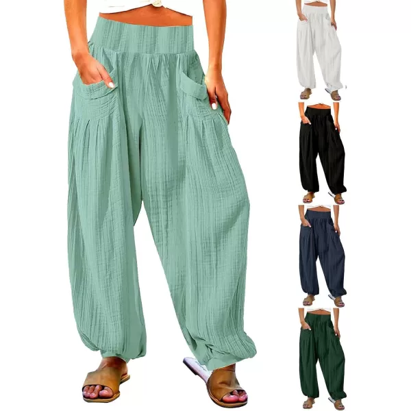 CHARTOU Summer Wide Leg Sweatpants Women Palazzo Pants Loose Elastic Waist Lounge Slacks Beach Pants with Pockets
