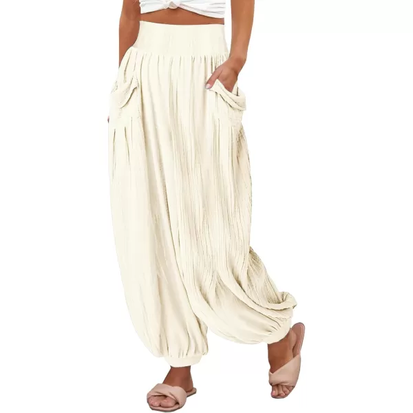CHARTOU Summer Wide Leg Sweatpants Women Palazzo Pants Loose Elastic Waist Lounge Slacks Beach Pants with Pockets