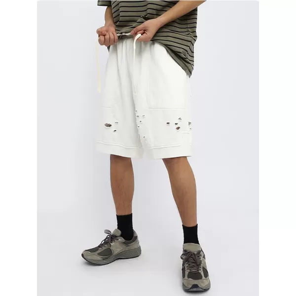 CHARTOU Unisex-Adult's Fashion Broken Drawstring Elastic Waist Cotton Casual Loose Athletic Shorts