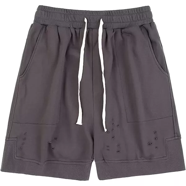 CHARTOU Unisex-Adult's Fashion Broken Drawstring Elastic Waist Cotton Casual Loose Athletic Shorts
