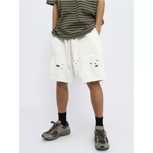 CHARTOU Unisex-Adult's Fashion Broken Drawstring Elastic Waist Cotton Casual Loose Athletic Shorts
