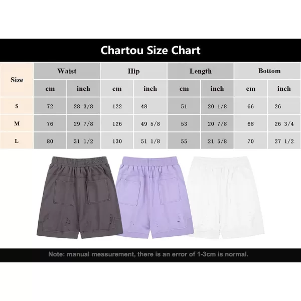 CHARTOU Unisex-Adult's Fashion Broken Drawstring Elastic Waist Cotton Casual Loose Athletic Shorts