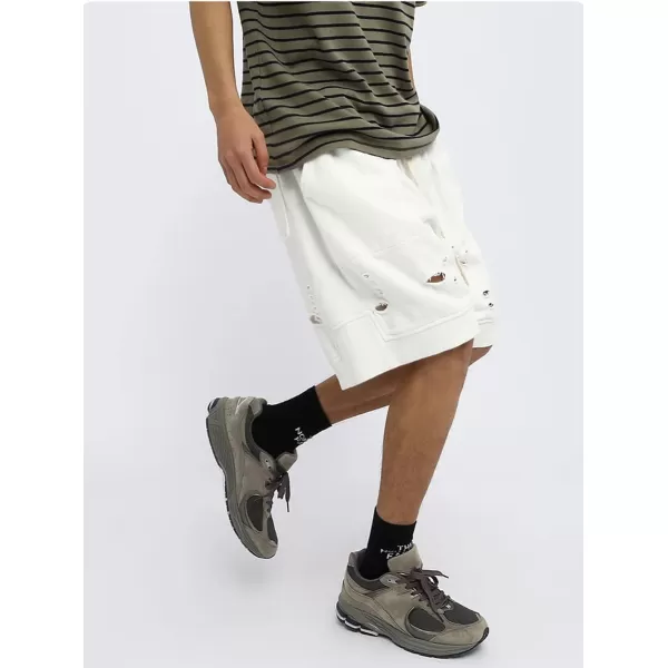 CHARTOU Unisex-Adult's Fashion Broken Drawstring Elastic Waist Cotton Casual Loose Athletic Shorts