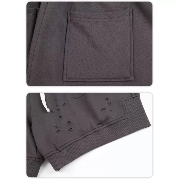 CHARTOU Unisex-Adult's Fashion Broken Drawstring Elastic Waist Cotton Casual Loose Athletic Shorts