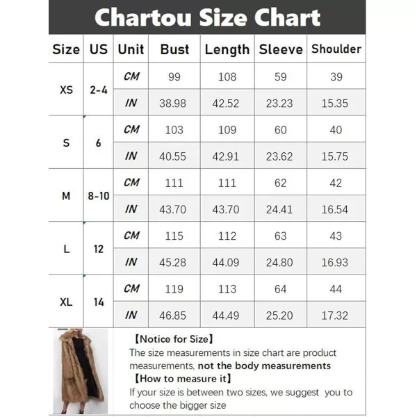 CHARTOU Warm Long Faux Fur Coat Women Winter Jacket Fluffy Fur Jacket Snow Fuzzy Long Sleeve Overcoat Pockets