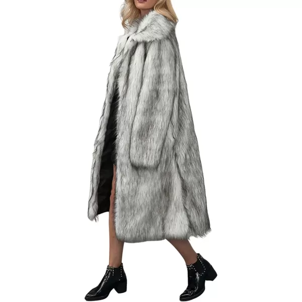 CHARTOU Warm Long Faux Fur Coat Women Winter Jacket Fluffy Fur Jacket Snow Fuzzy Long Sleeve Overcoat Pockets