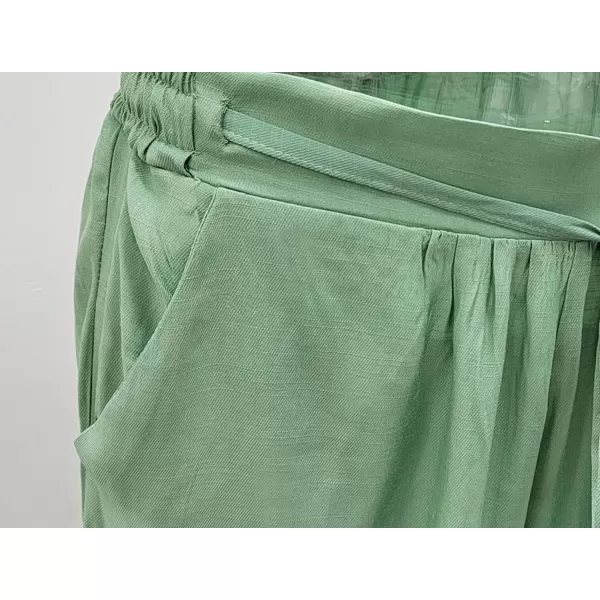 CHARTOU Wide Leg Palazzo Pants for Women Flowy Beach Pants Flared Elastic High Waisted Trousers Drawstring