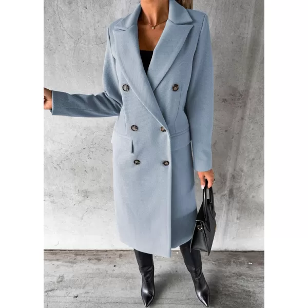 CHARTOU Women Casual Double Breasted Mid Long Pea Coat Winter Notched Lapel Wool Coat Jacket Overcoat
