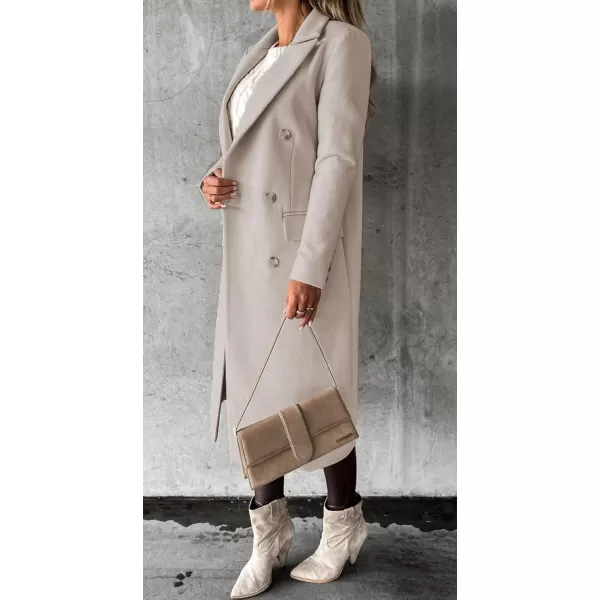 CHARTOU Women Casual Double Breasted Mid Long Pea Coat Winter Notched Lapel Wool Coat Jacket Overcoat