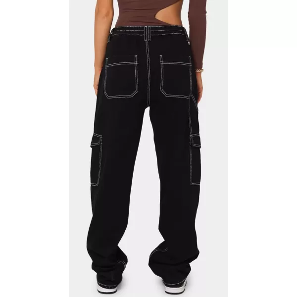 CHARTOU Women Casual High Rise Bootcut Jeans Cargo Pants Denim Pants Multi Pocket
