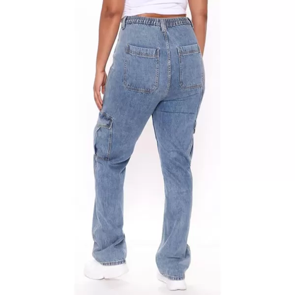 CHARTOU Women Casual High Rise Bootcut Jeans Cargo Pants Denim Pants Multi Pocket