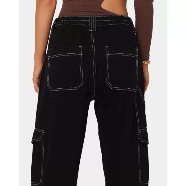 CHARTOU Women Casual High Rise Bootcut Jeans Cargo Pants Denim Pants Multi Pocket