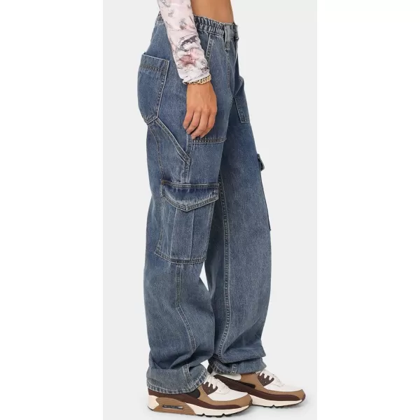 CHARTOU Women Casual High Rise Bootcut Jeans Cargo Pants Denim Pants Multi Pocket
