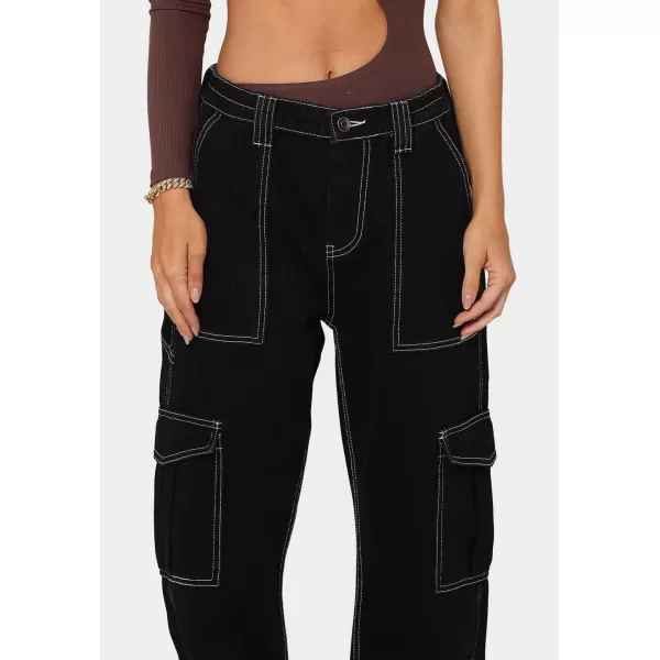 CHARTOU Women Casual High Rise Bootcut Jeans Cargo Pants Denim Pants Multi Pocket
