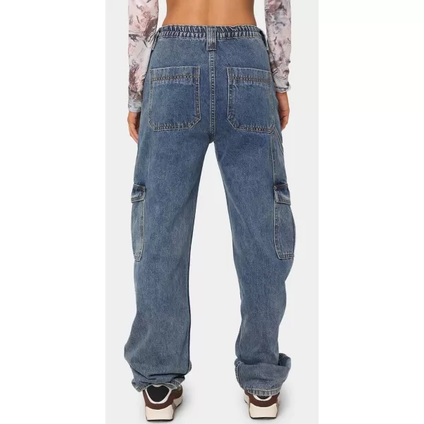 CHARTOU Women Casual High Rise Bootcut Jeans Cargo Pants Denim Pants Multi Pocket