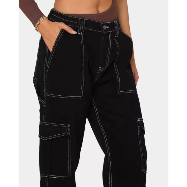 CHARTOU Women Casual High Rise Bootcut Jeans Cargo Pants Denim Pants Multi Pocket