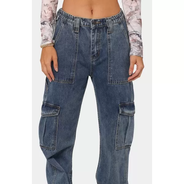 CHARTOU Women Casual High Rise Bootcut Jeans Cargo Pants Denim Pants Multi Pocket