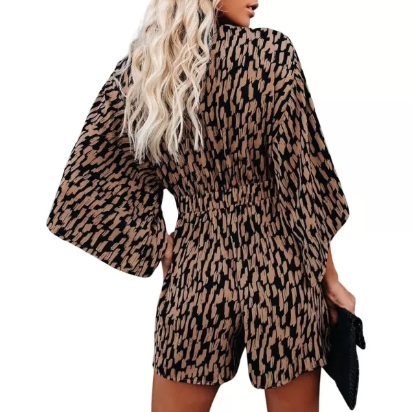 CHARTOU Women Casual Summer Tie Front Ruffle Short Romper Cutout Beach One Piece Short Jumpsuit