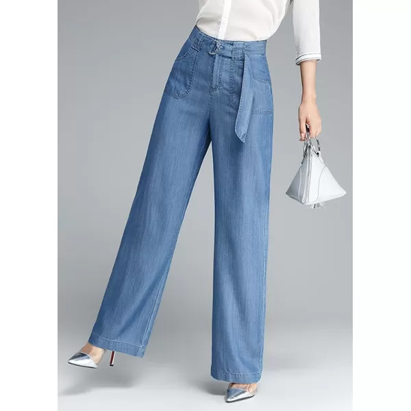 CHARTOU Women Chic High-Rise Wide Leg Jeans Long Palazzo Denim Pants