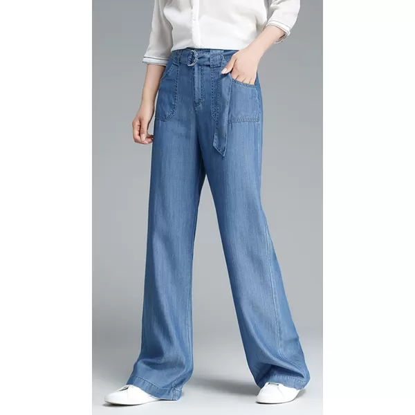 CHARTOU Women Chic High-Rise Wide Leg Jeans Long Palazzo Denim Pants