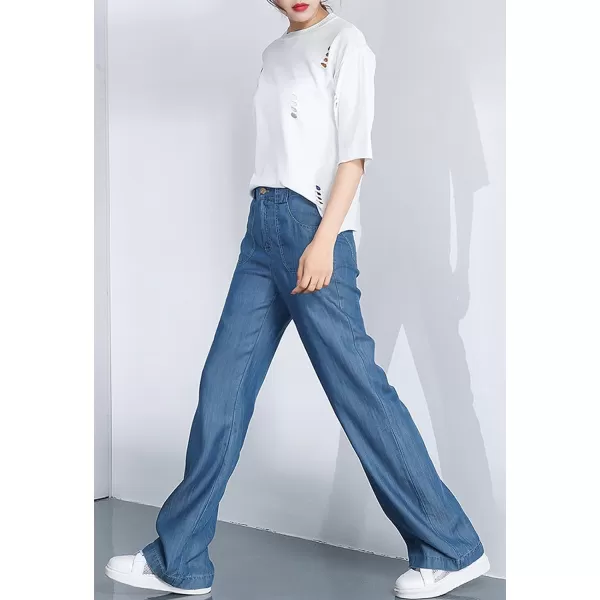 CHARTOU Women Chic High-Rise Wide Leg Jeans Long Palazzo Denim Pants