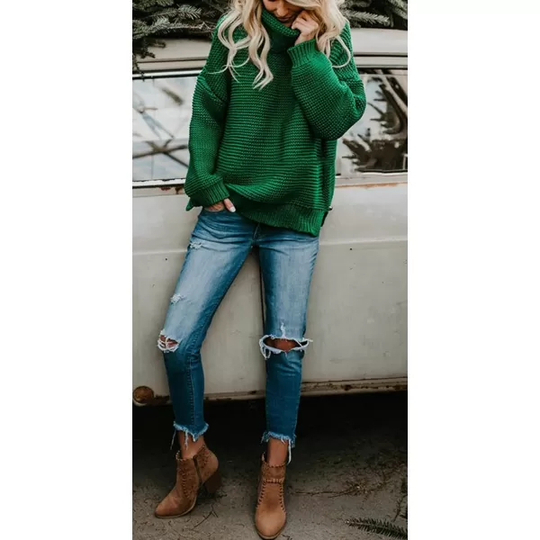 CHARTOU Women Chunky Knitted Turtleneck Sweater Oversized Cable Knit Sweater Pullover Warm Jumper Top
