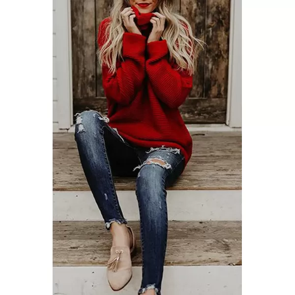 CHARTOU Women Chunky Knitted Turtleneck Sweater Oversized Cable Knit Sweater Pullover Warm Jumper Top