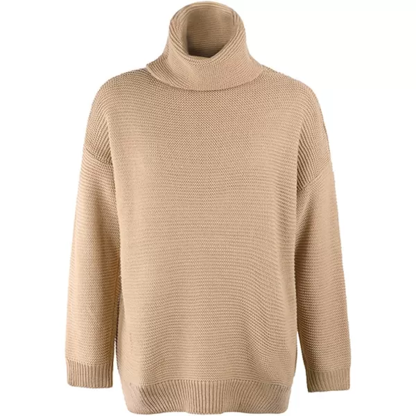 CHARTOU Women Chunky Knitted Turtleneck Sweater Oversized Cable Knit Sweater Pullover Warm Jumper Top