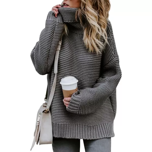 CHARTOU Women Chunky Knitted Turtleneck Sweater Oversized Cable Knit Sweater Pullover Warm Jumper Top