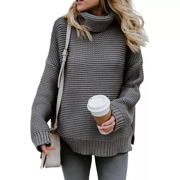 CHARTOU Women Chunky Knitted Turtleneck Sweater Oversized Cable Knit Sweater Pullover Warm Jumper Top