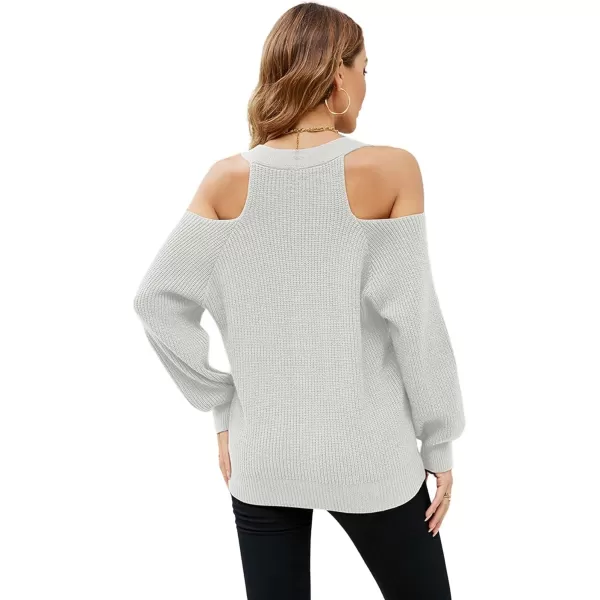 CHARTOU Women Cozy Long Sleeve Cold Shoulder Knit Sweater Cardigan Button Down Knitwear