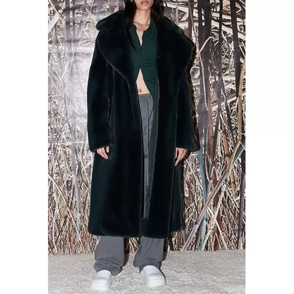 CHARTOU Women Faux Fur Coat Long Sleeve Winter Fluffy Jacket Overcoat Warm Fuzzy Coat Cardigan with Belt Outdoor