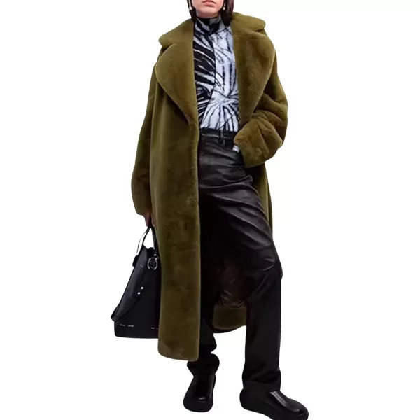 CHARTOU Women Faux Fur Coat Long Sleeve Winter Fluffy Jacket Overcoat Warm Fuzzy Coat Cardigan with Belt Outdoor