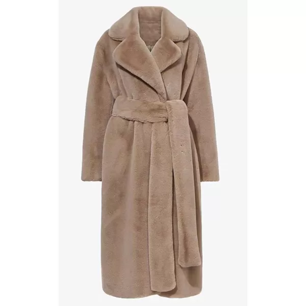 CHARTOU Women Faux Fur Coat Long Sleeve Winter Fluffy Jacket Overcoat Warm Fuzzy Coat Cardigan with Belt Outdoor