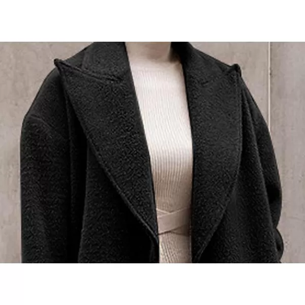 CHARTOU Women One Button Long Pea Coat Wool Blend Trench Coat Notched Lapel Open Front Cardigan Peacoat Outwear