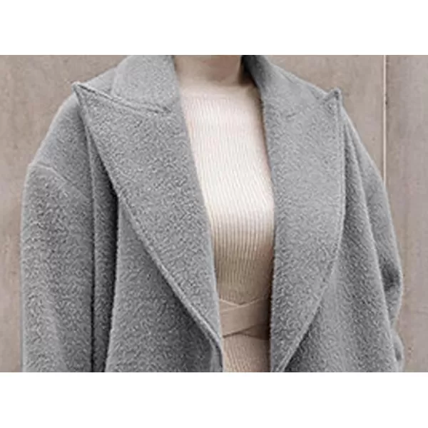 CHARTOU Women One Button Long Pea Coat Wool Blend Trench Coat Notched Lapel Open Front Cardigan Peacoat Outwear