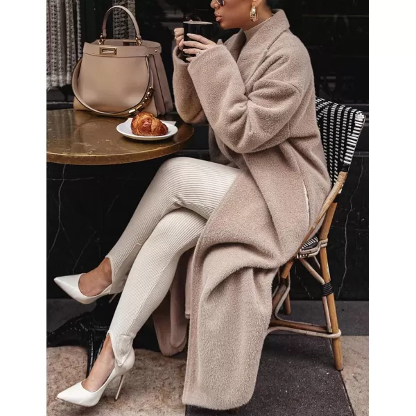 CHARTOU Women One Button Long Pea Coat Wool Blend Trench Coat Notched Lapel Open Front Cardigan Peacoat Outwear