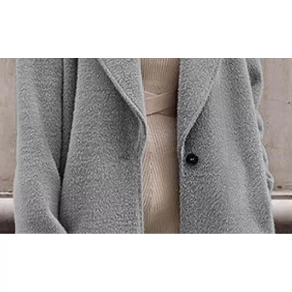 CHARTOU Women One Button Long Pea Coat Wool Blend Trench Coat Notched Lapel Open Front Cardigan Peacoat Outwear