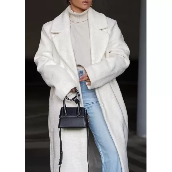 CHARTOU Women One Button Long Pea Coat Wool Blend Trench Coat Notched Lapel Open Front Cardigan Peacoat Outwear