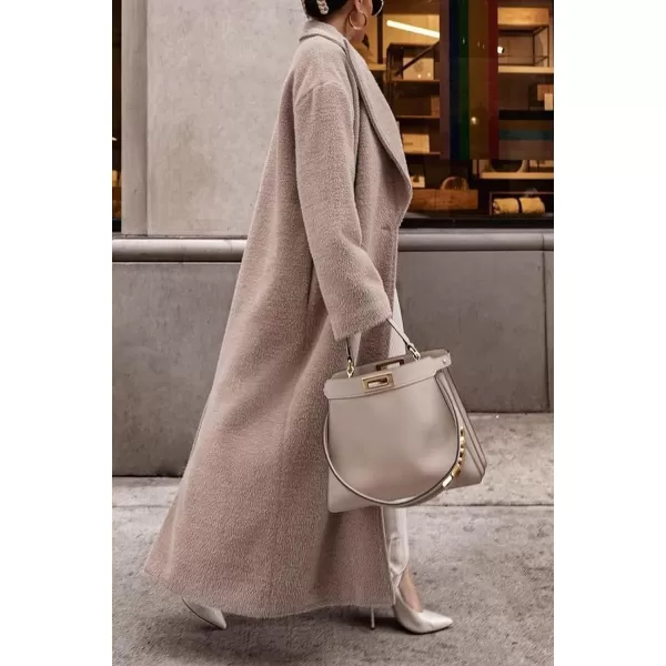CHARTOU Women One Button Long Pea Coat Wool Blend Trench Coat Notched Lapel Open Front Cardigan Peacoat Outwear